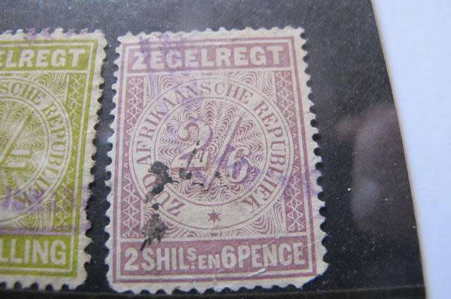 South Africa - Zuid Afrikaansche Republiek 1/- and 2/6 used Revenue Stamps
